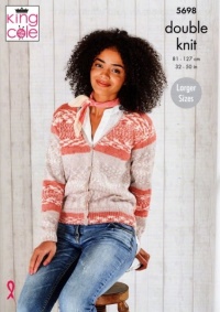 Knitting Pattern - King Cole 5698 - Fjord DK - Ladies V Neck Cardigan and Waistcoat